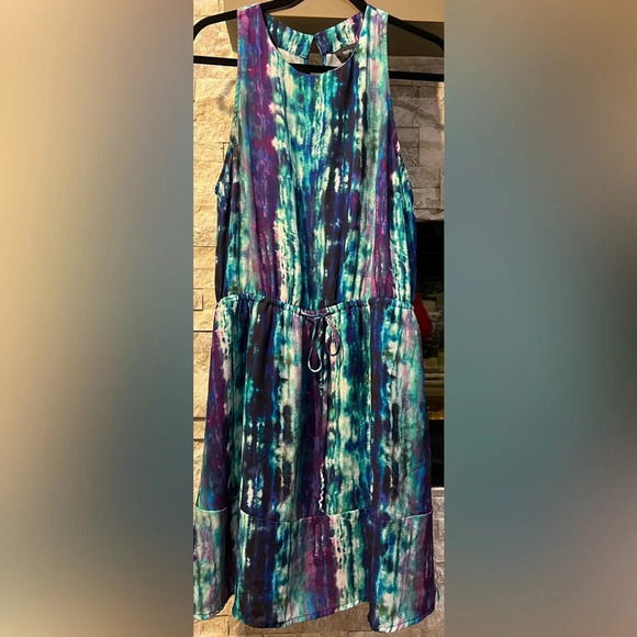 Mossimo Large A-Line tie dye dress, sleeveless and drawstring waist - Picture 1 of 11